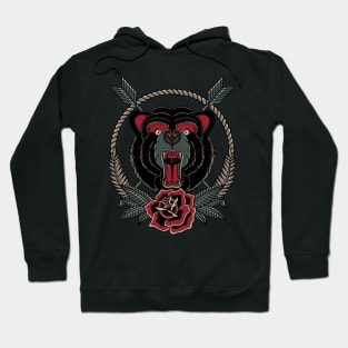 Roaring bear traditional tattoo style Hoodie